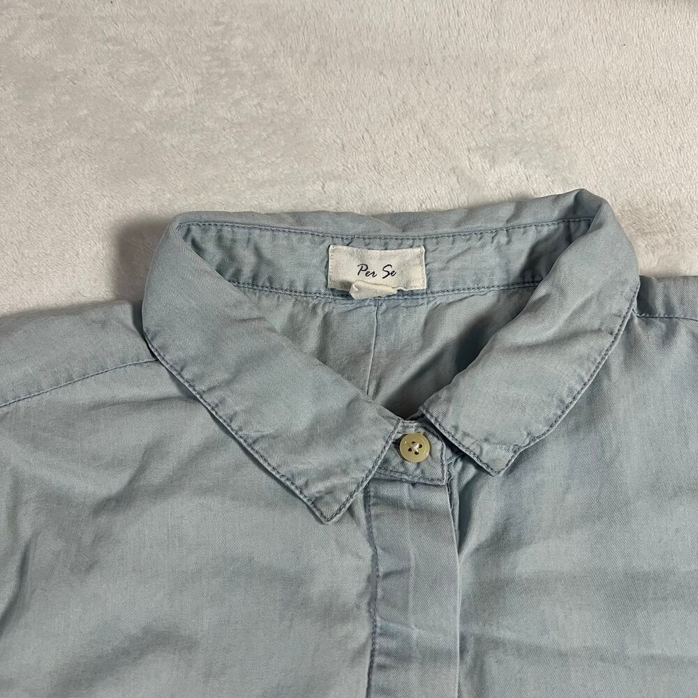 Per Se Women's Tencel Button Up Shirt w/ Split Back Size XL Tunic Lightweight - Picture 3 of 11